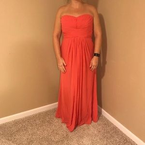 David’s Bridal Long Strapless Chiffon Dress